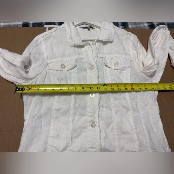 Margaritaville Frayed Hem White Jacket 100% Linen Beach Vacay Lightweight - Picture 5 of 6